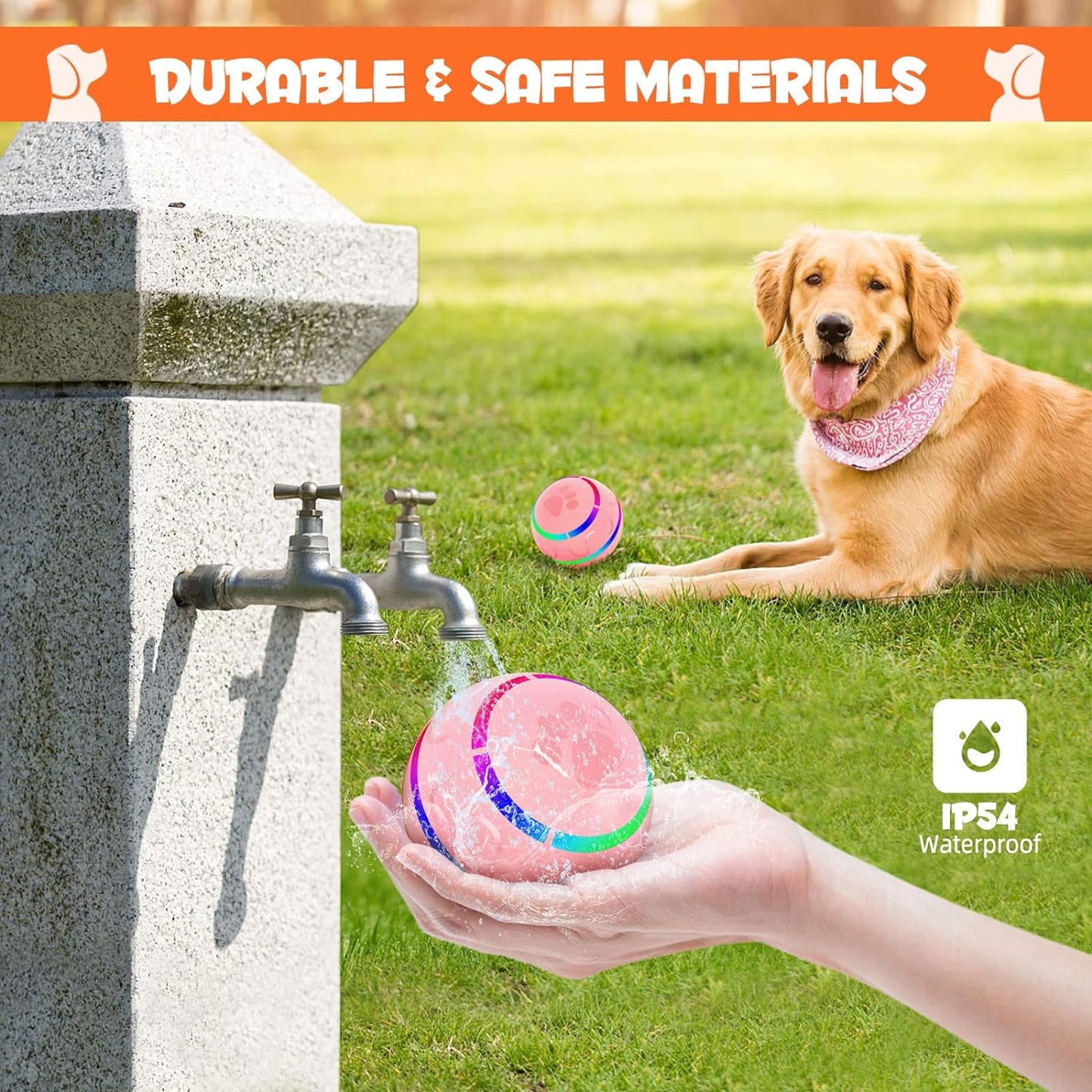 Peppy Pet Ball para perros, juguete interactivo para perros, bola rodante automática duradera con luces LED intermitentes para perros de razas pequeñas y medianas, Wicked Ball con activación por movimiento, sin BPA, recargable por USB