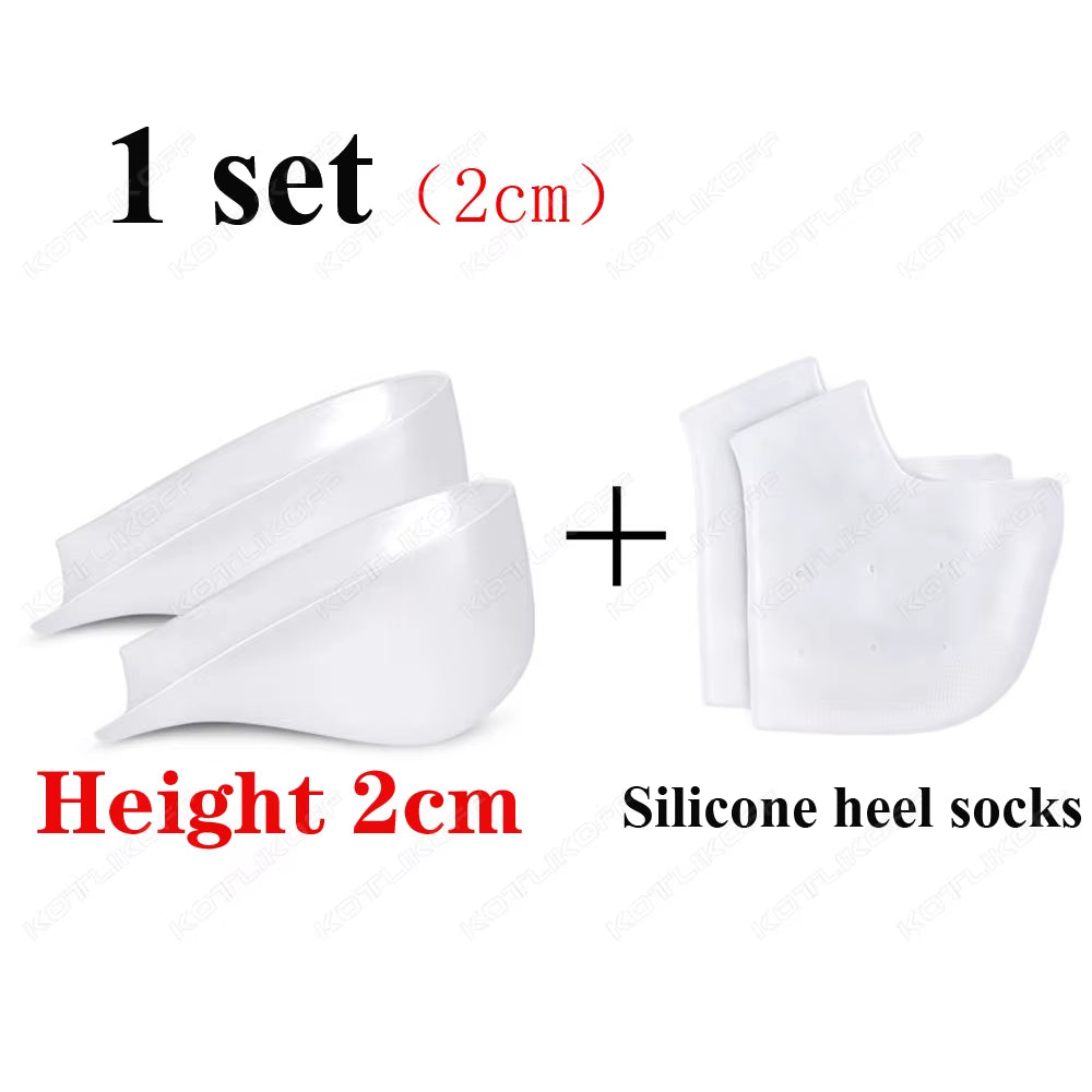 Plantillas invisibles de silicona para aumentar la altura, calcetines de silicona, almohadillas de gel para el talón, protectores de talón, zapatos con elevación, almohadilla para la suela, unisex