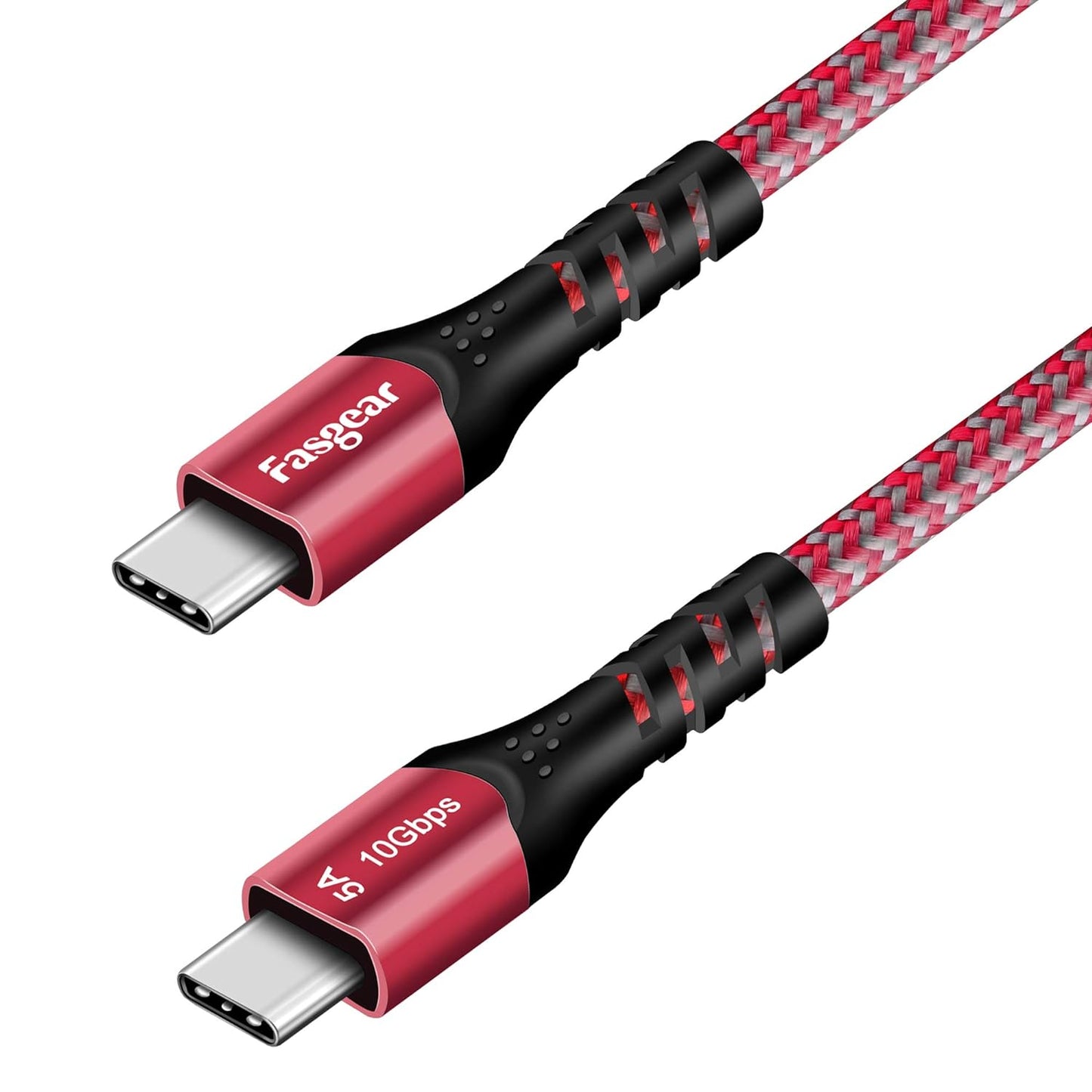 Cable USB C a USB C de 1,6 pies, carga rápida de 100 W, cable USB 3.1 Gen 2 tipo C de 10 Gbps, suministro de energía de 5 A con chip E-Marker compatible con MacBook, Matembook, iPad Air, Galaxy S21, SSD, Pixel 5/4/Xl, rojo