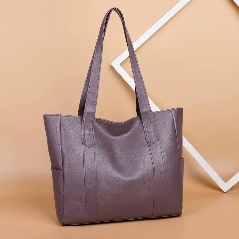 Bolso grande de cuero suave para mujer, moderno, estilo retro europeo y americano, bolso de hombro de gran capacidad, material de PU