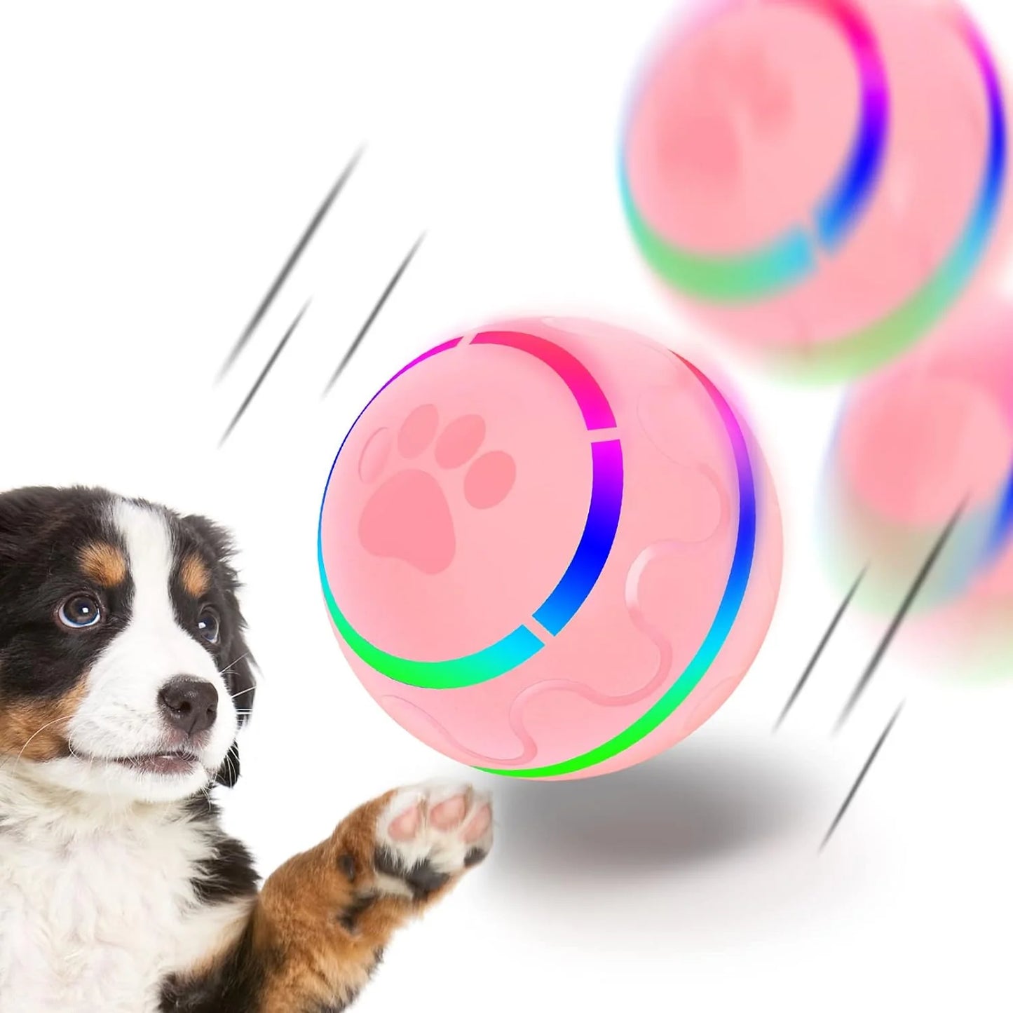 Peppy Pet Ball para perros, juguete interactivo para perros, bola rodante automática duradera con luces LED intermitentes para perros de razas pequeñas y medianas, Wicked Ball con activación por movimiento, sin BPA, recargable por USB