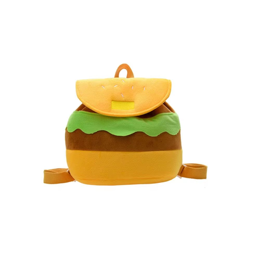 Bonita mochila de peluche con forma de hamburguesa, monedero de peluche con forma de hamburguesa de dibujos animados, mochila escolar para niñas y niños