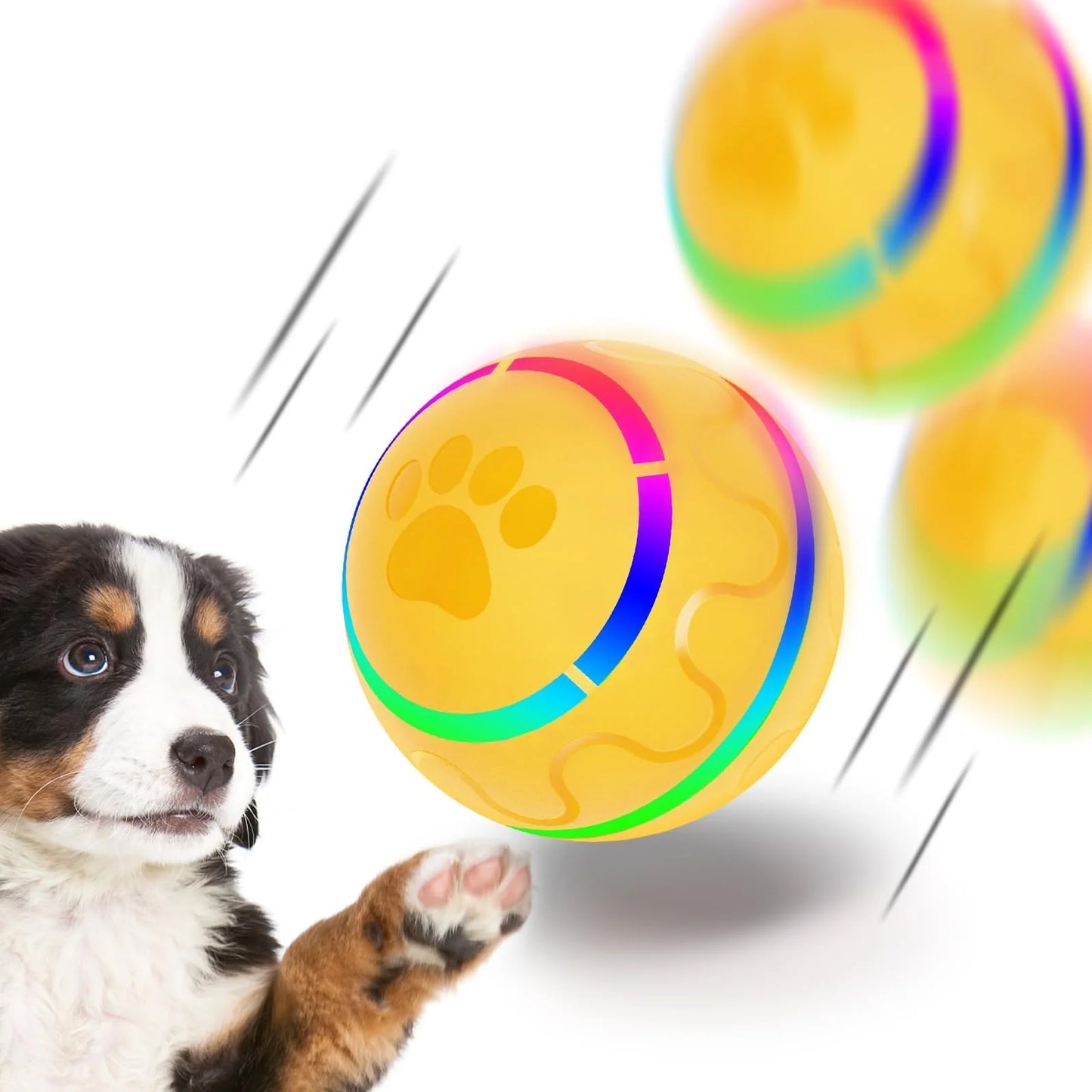 Peppy Pet Ball para perros, juguete interactivo para perros, bola rodante automática duradera con luces LED intermitentes para perros de razas pequeñas y medianas, Wicked Ball con activación por movimiento, sin BPA, recargable por USB