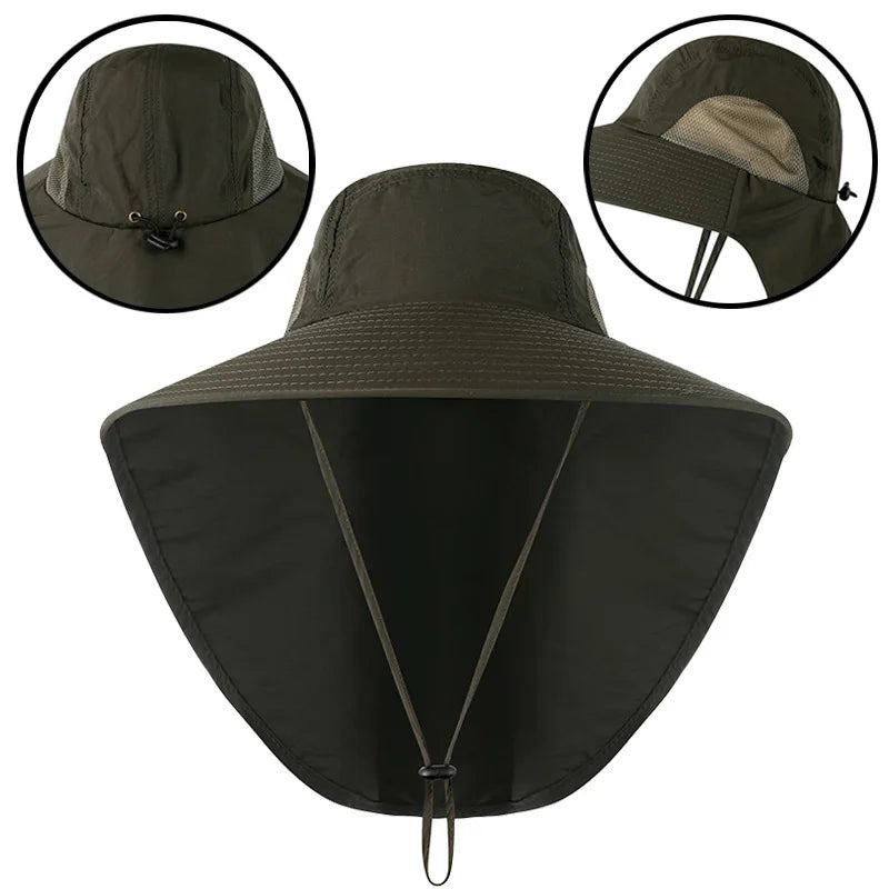 Wide Brim Baseball Hats for Women and Men Sun Defender Cooling Neck Guard Safari Cap for Hiking Fishing Outdoor Hat with Flap