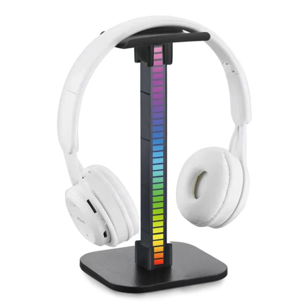 Soporte para auriculares con luces RGB, 10 modos de iluminación, puerto USB dual, tira de luz con control táctil para todos los auriculares, soporte para PC para juegos