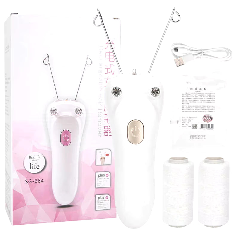 Depiladora facial con hilo de algodón y carga USB, máquina de depilación facial y corporal con tiras de cera