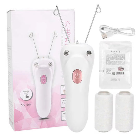 Depiladora facial con hilo de algodón y carga USB, máquina de depilación facial y corporal con tiras de cera