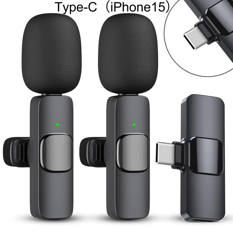 Paquete de 2 mini micrófonos inalámbricos profesionales para iPhone, iPad, iPhone 15, dispositivos iOS y Android, micrófono profesional para grabación de video, vlogs, transmisión en vivo