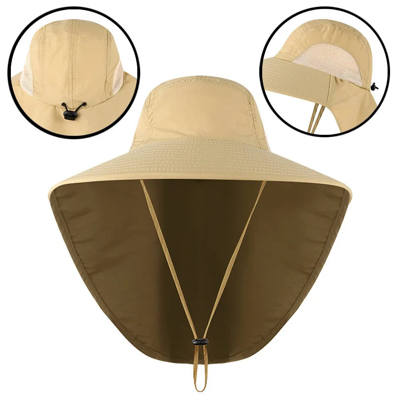 Wide Brim Baseball Hats for Women and Men Sun Defender Cooling Neck Guard Safari Cap for Hiking Fishing Outdoor Hat with Flap