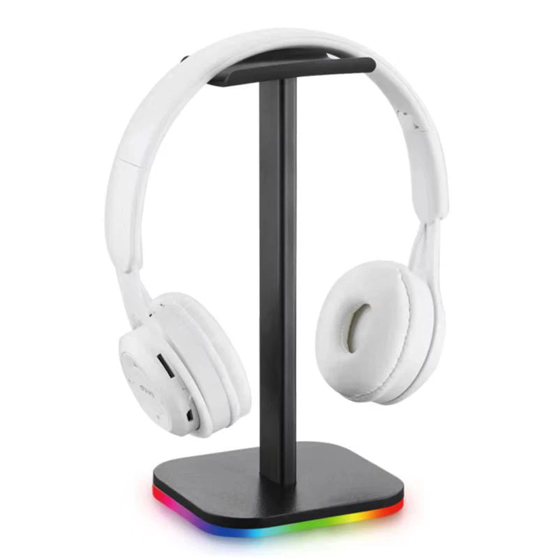 Soporte para auriculares con luces RGB, 10 modos de iluminación, puerto USB dual, tira de luz con control táctil para todos los auriculares, soporte para PC para juegos